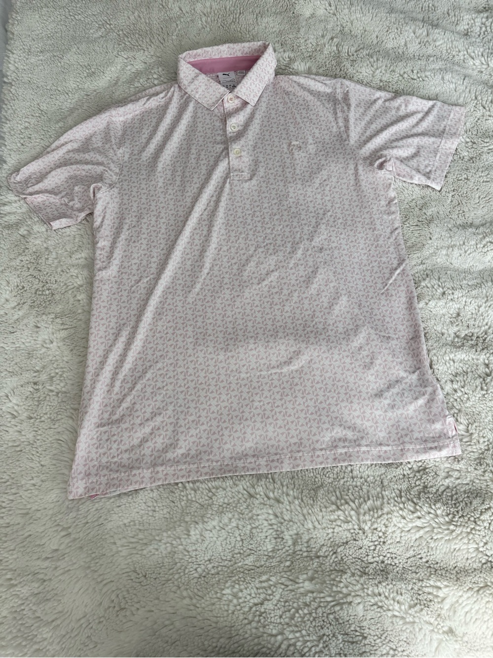 PUMA x Arnold Palmer Golf Polo Pink White Geometric Size M